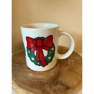 Vintage Houston Foods Christmas Wreath Mug 1990s